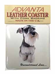 Schnauzer Dog-Love Single Leather Photo Coaster