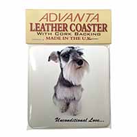 Schnauzer Dog-Love Single Leather Photo Coaster