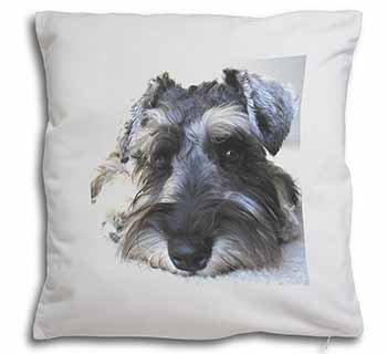 Schnauzer Dog Soft White Velvet Feel Scatter Cushion