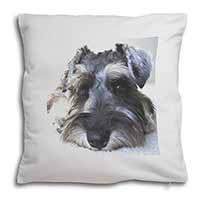 Schnauzer Dog Soft White Velvet Feel Scatter Cushion