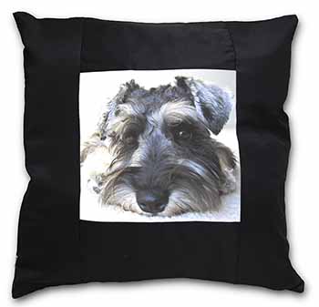 Schnauzer Dog Black Satin Feel Scatter Cushion