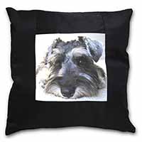 Schnauzer Dog Black Satin Feel Scatter Cushion