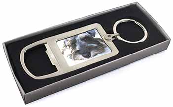 Schnauzer Dog Chrome Metal Bottle Opener Keyring in Box