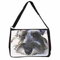 Schnauzer Dog Large Black Laptop Shoulder Bag School/College