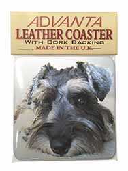 Schnauzer Dog Single Leather Photo Coaster