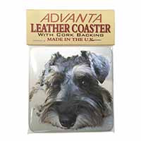 Schnauzer Dog Single Leather Photo Coaster