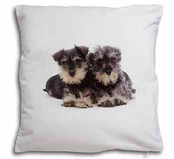 Miniature Schnauzer Dogs Soft White Velvet Feel Scatter Cushion