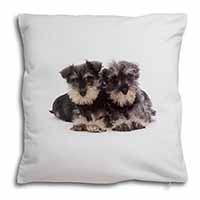 Miniature Schnauzer Dogs Soft White Velvet Feel Scatter Cushion