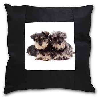 Miniature Schnauzer Dogs Black Satin Feel Scatter Cushion