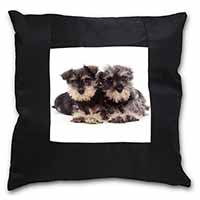 Miniature Schnauzer Dogs Black Satin Feel Scatter Cushion