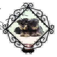 Miniature Schnauzer Dogs Wrought Iron Wall Art Candle Holder