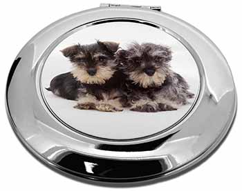 Miniature Schnauzer Dogs Make-Up Round Compact Mirror