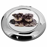 Miniature Schnauzer Dogs Make-Up Round Compact Mirror