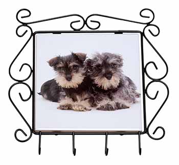 Miniature Schnauzer Dogs Wrought Iron Key Holder Hooks