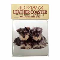 Miniature Schnauzer Dogs Single Leather Photo Coaster