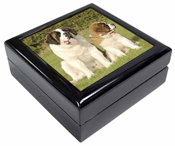 St Bernard Dog and Puppy Keepsake/Jewellery Box