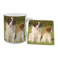 St Bernard Dog and Puppy Mug and Coaster Set