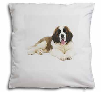 St Bernard Dog Soft White Velvet Feel Scatter Cushion