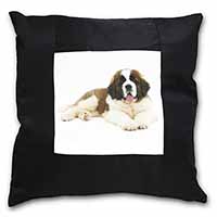 St Bernard Dog Black Satin Feel Scatter Cushion - Advanta Group®