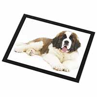 St Bernard Dog Black Rim High Quality Glass Placemat