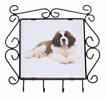 St Bernard Dog Wrought Iron Key Holder Hooks