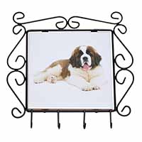 St Bernard Dog Wrought Iron Key Holder Hooks