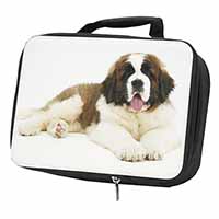 St Bernard Dog Black Insulated School Lunch Box/Picnic Bag