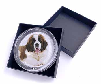 St Bernard Dog Glass Paperweight in Gift Box