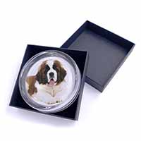 St Bernard Dog Glass Paperweight in Gift Box