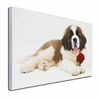 St. Bernard Dod with Red Rose Canvas X-Large 30"x20" Wall Art Print