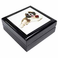 St. Bernard Dod with Red Rose Keepsake/Jewellery Box