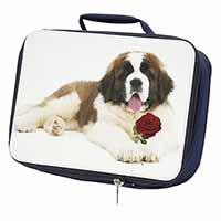 St. Bernard Dod with Red Rose Navy Insulated School Lunch Box/Picnic Bag