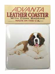 St Bernard Dog Single Leather Photo Coaster