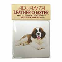 St Bernard Dog Single Leather Photo Coaster, Printed Full Colour  - Advanta Group®