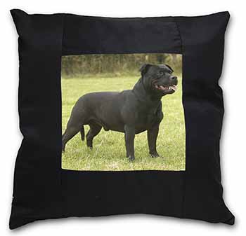 Black Staffordshire Bull Terrier Black Satin Feel Scatter Cushion