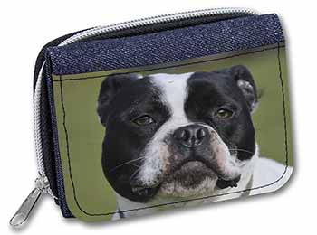 Black and White Staffordshire Bull Terrier Unisex Denim Purse Wallet