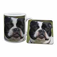Black and White Staffordshire Bull Terrier Mug and Coaster Set