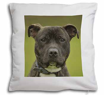 Staffordshire Bull Terrier Soft White Velvet Feel Scatter Cushion