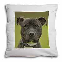 Staffordshire Bull Terrier Soft White Velvet Feel Scatter Cushion