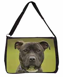Staffordshire Bull Terrier Large Black Laptop Shoulder Bag School/College