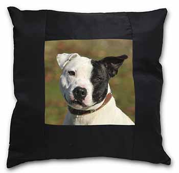 Staffordshire Bull Terrier Black Satin Feel Scatter Cushion