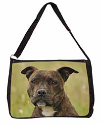 Staffordshire Bull Terrier Dog Large Black Laptop Shoulder Bag School/College