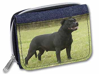 Black Staffordshire Bull Terrier Unisex Denim Purse Wallet