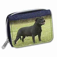 Black Staffordshire Bull Terrier Unisex Denim Purse Wallet