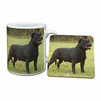 Black Staffordshire Bull Terrier Mug and Coaster Set