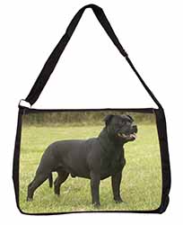 Black Staffordshire Bull Terrier Large Black Laptop Shoulder Bag School/College