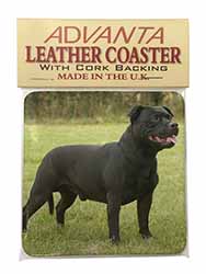 Black Staffordshire Bull Terrier Single Leather Photo Coaster