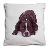 Staffordshire Bull Terrier Dog Soft White Velvet Feel Scatter Cushion - Advanta 
