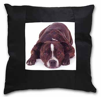 Staffordshire Bull Terrier Dog Black Satin Feel Scatter Cushion