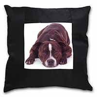 Staffordshire Bull Terrier Dog Black Satin Feel Scatter Cushion